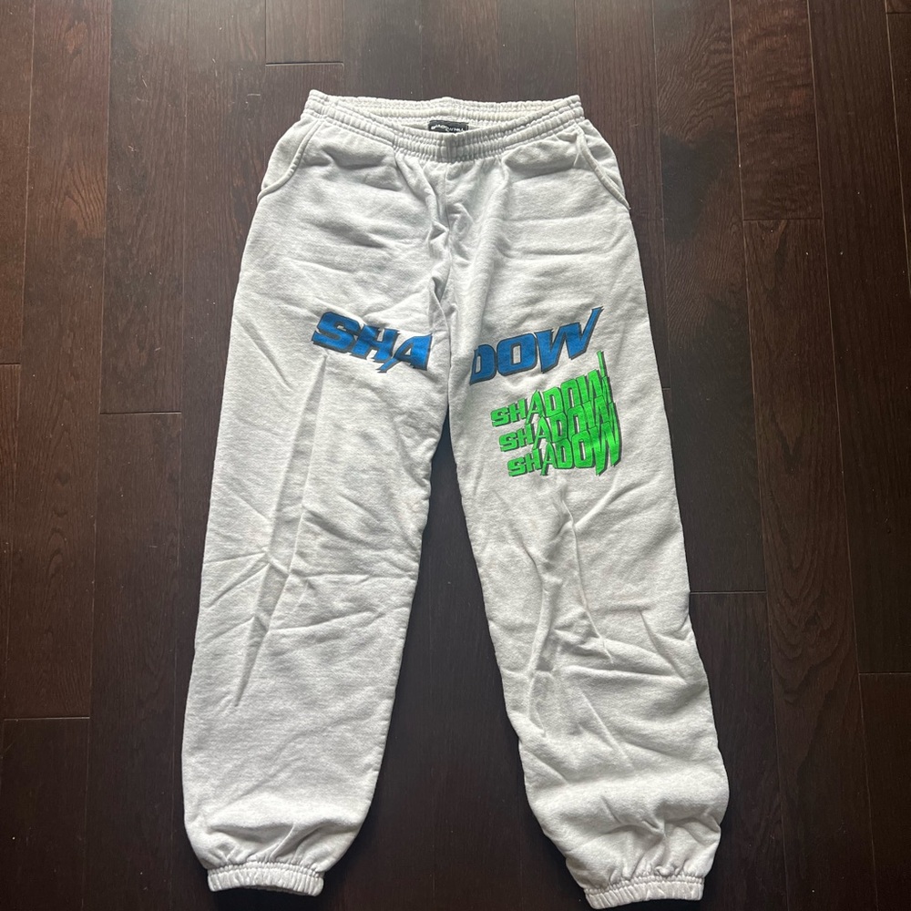 Shadow Hill Light Gray Sweatpants with Blue and Green Graphic